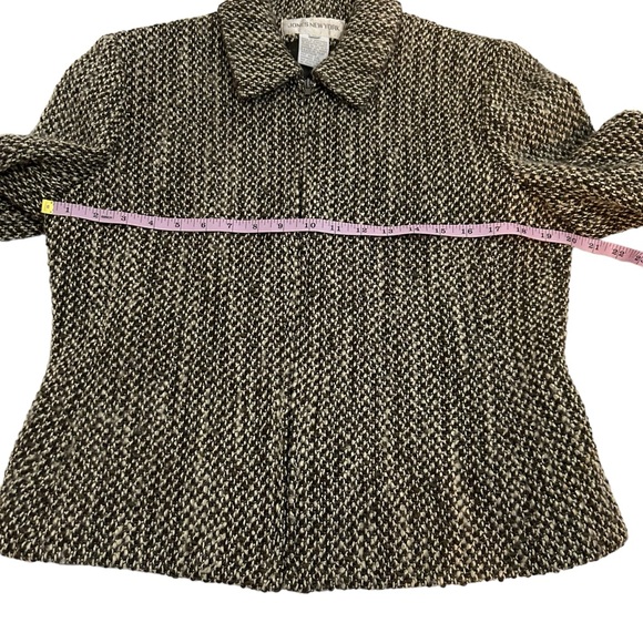 Jones New York Vintage Shades Of Brown Wool Silk Tweed Zip Up Blazer, Size 10 - Picture 7 of 10